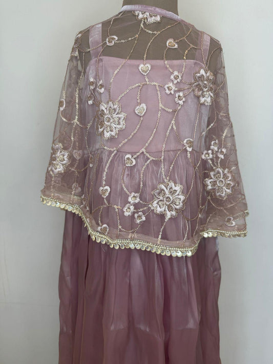 Kids Embroidered Cape Gown - EIARAA STUDIO