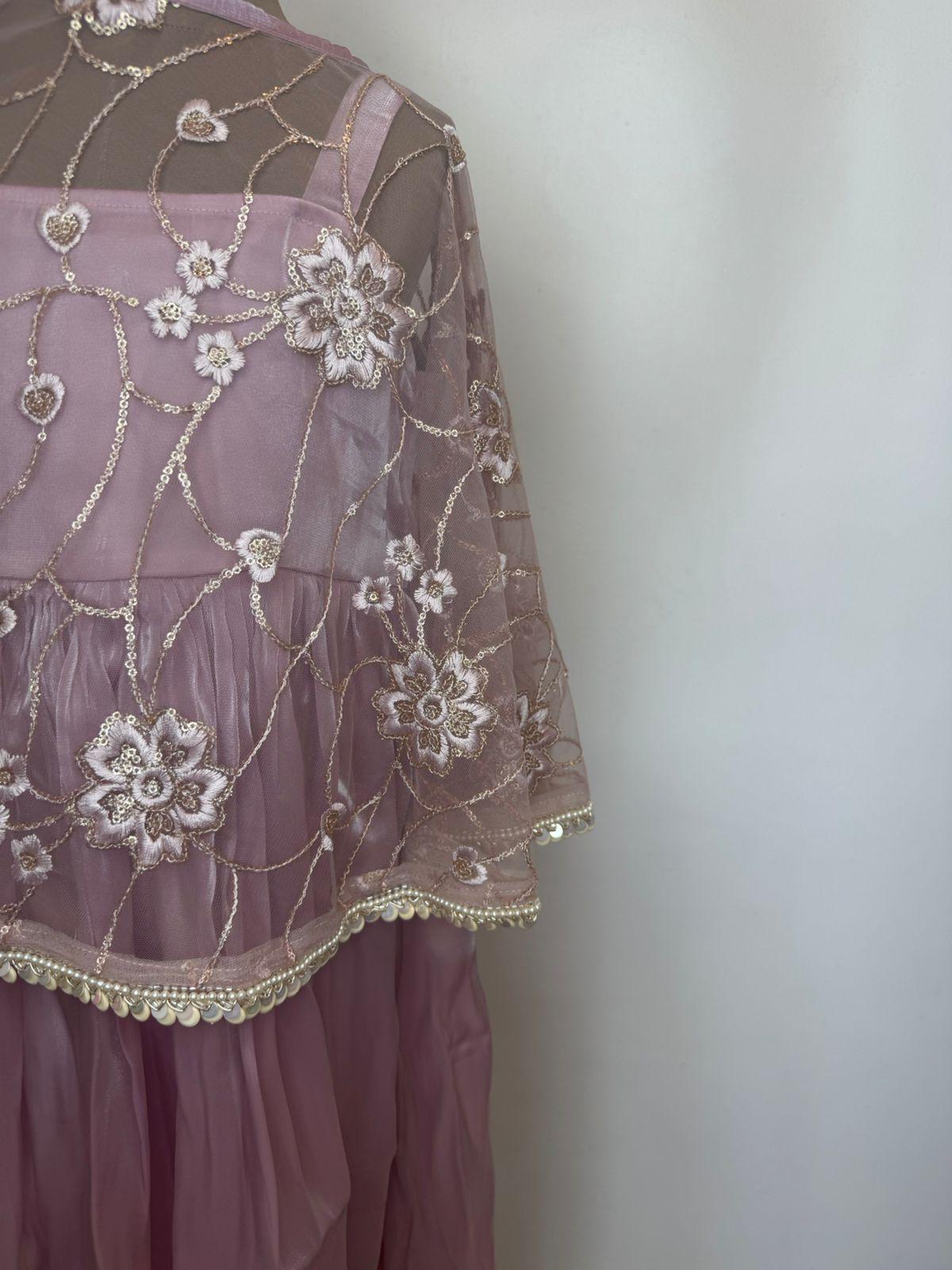 Kids Embroidered Cape Gown - EIARAA STUDIO