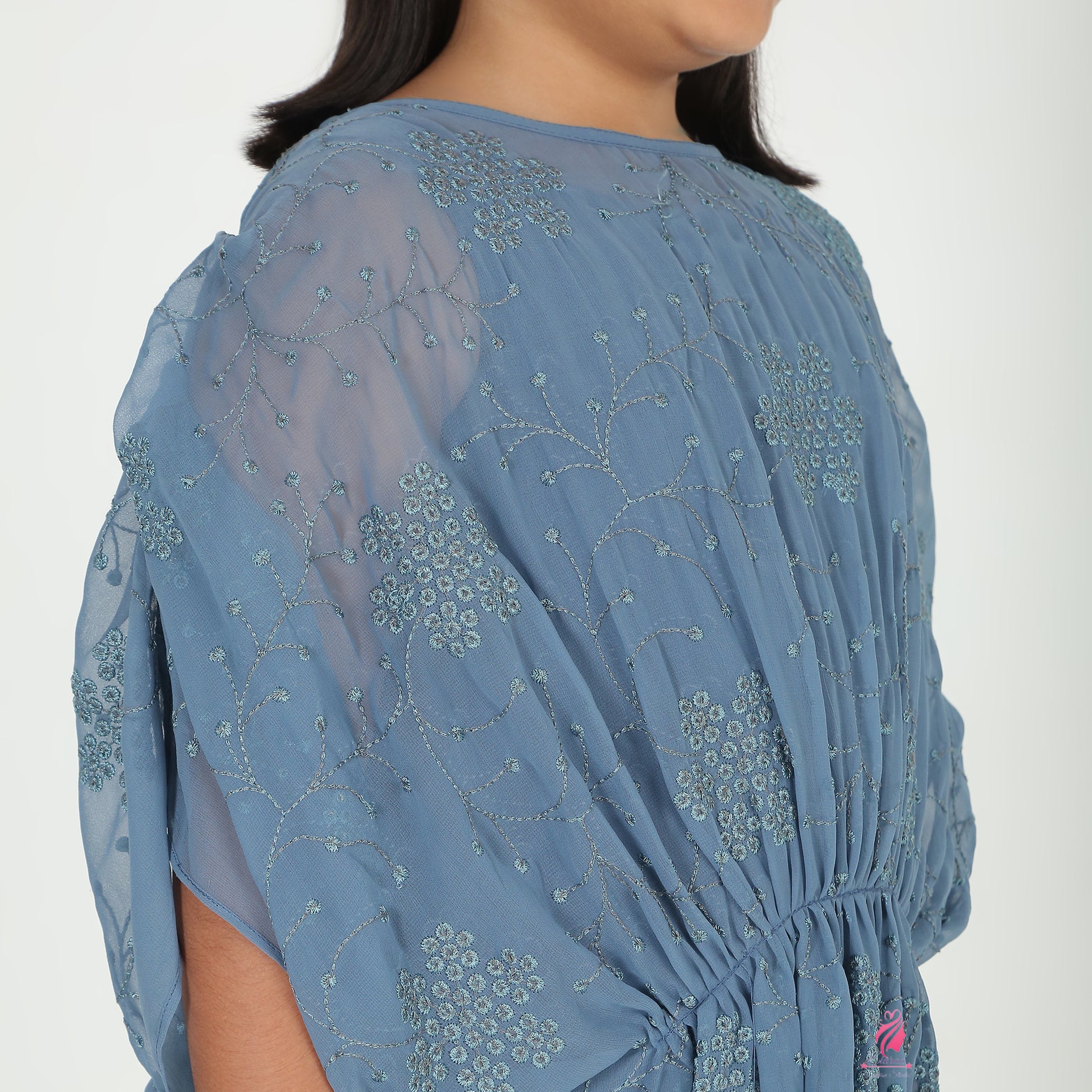 Gray Embroidered Kaftan Dress - EIARAA STUDIO
