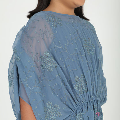 Gray Embroidered Kaftan Dress - EIARAA STUDIO