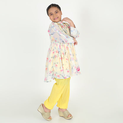 Printed yellow pocket embroidery coord set - EIARAA STUDIO