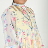 Printed yellow pocket embroidery coord set