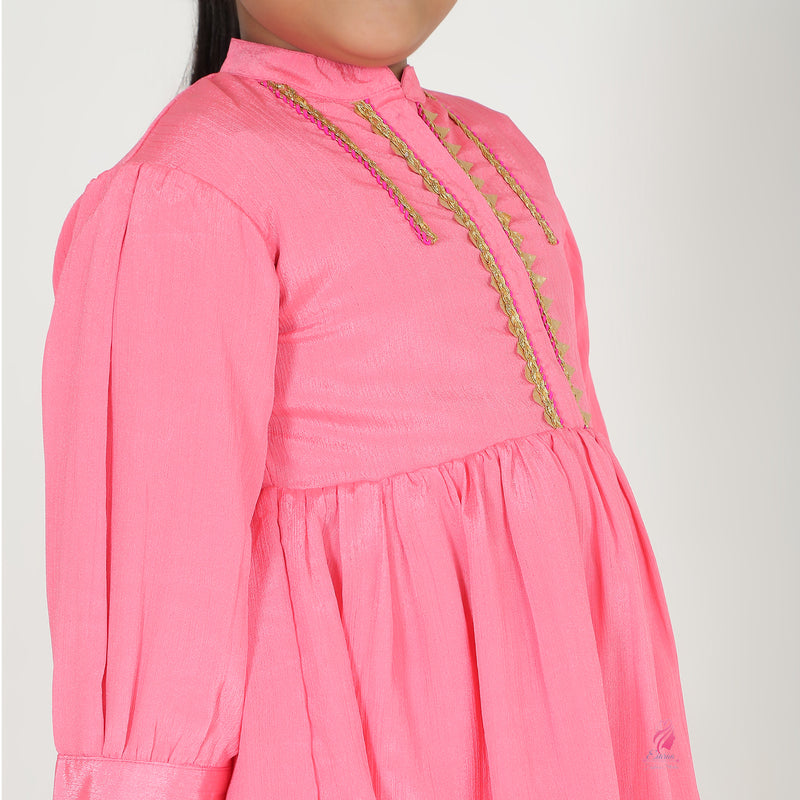Pink pocket embroidery coord set