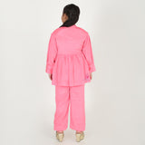 Pink pocket embroidery coord set