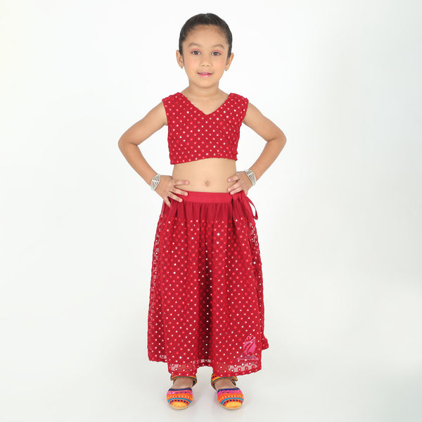 Maroon mirror Lehenga set