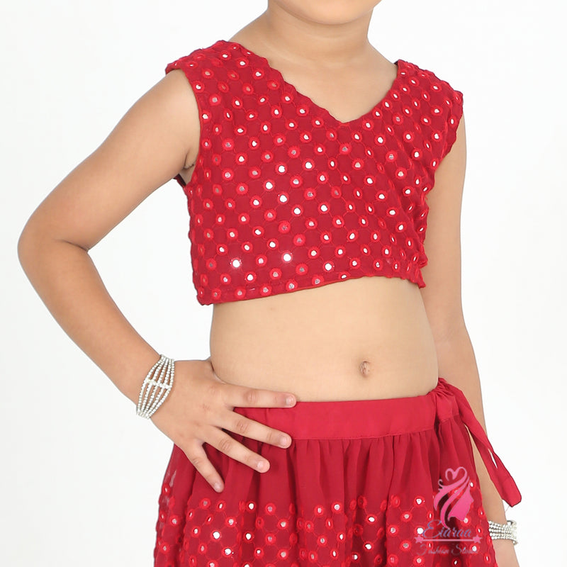 Maroon mirror Lehenga set