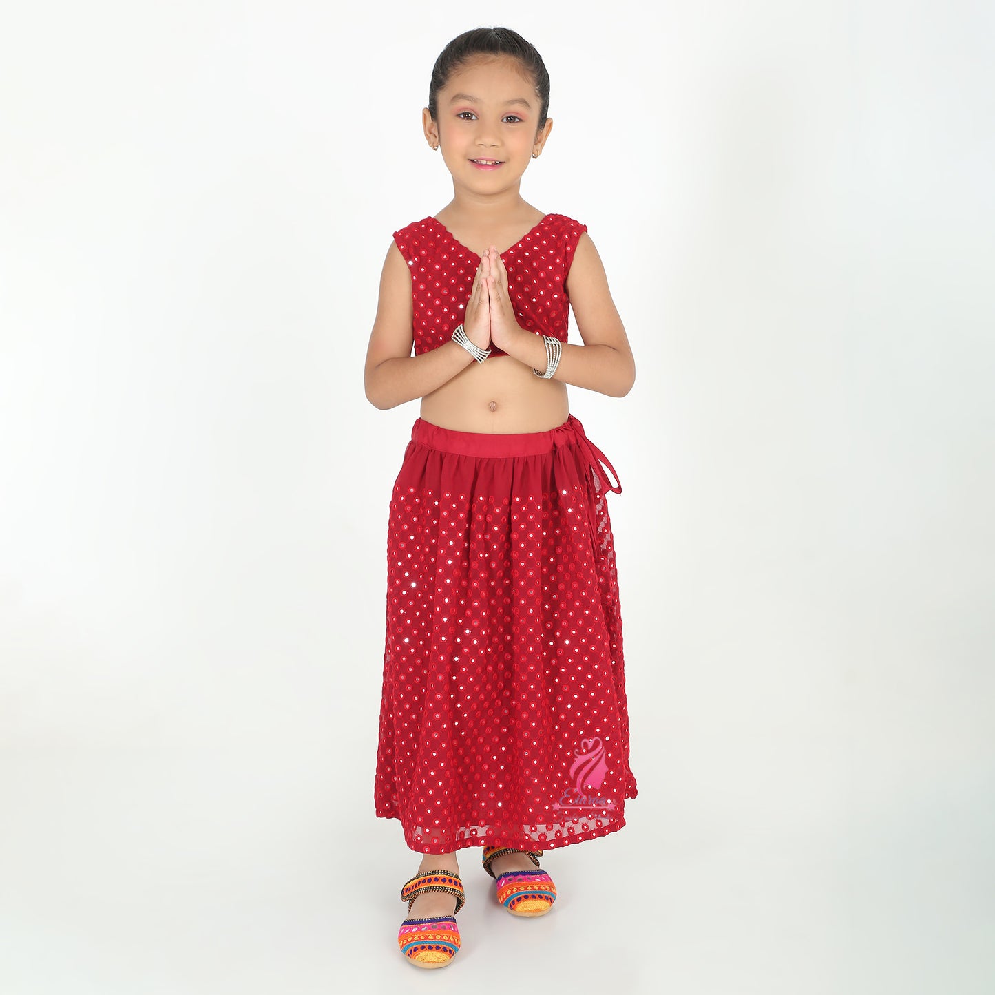 Maroon mirror Lehenga set - EIARAA STUDIO