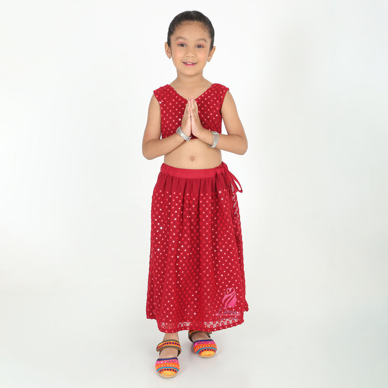 Maroon mirror Lehenga set