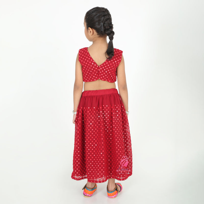 Maroon mirror Lehenga set
