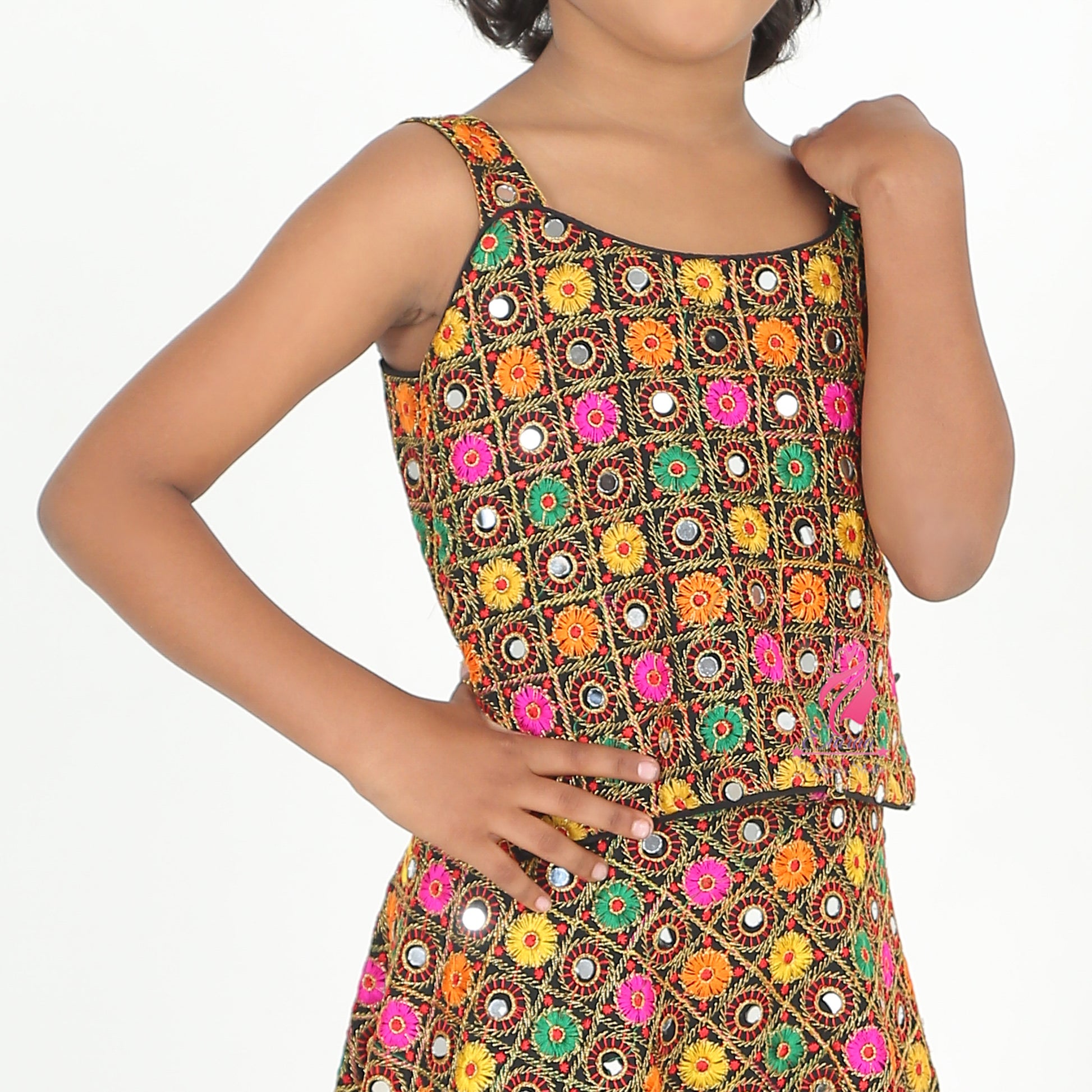Multicolour Mirror Lehenga set - EIARAA STUDIO