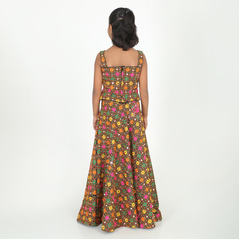 Multicolour Mirror Lehenga set