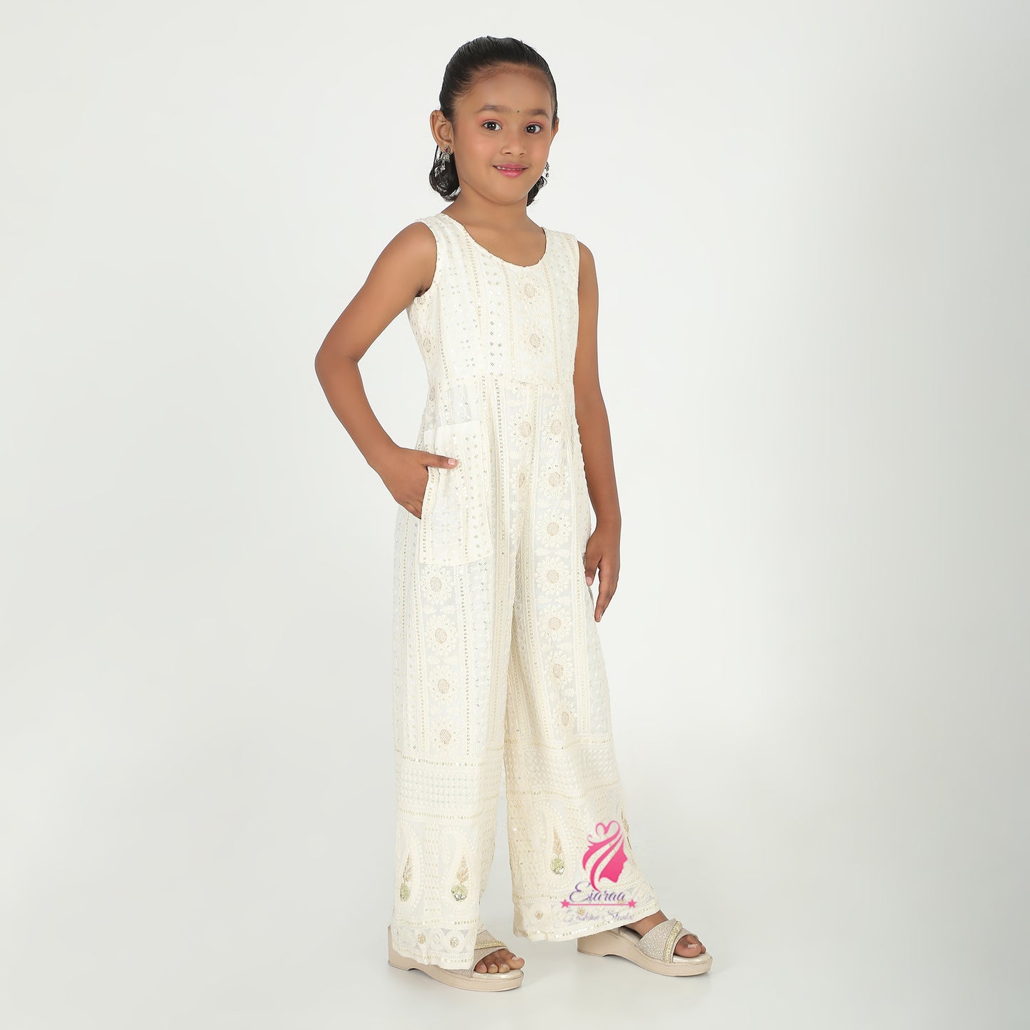White embroidered Jmpsuit - EIARAA STUDIO