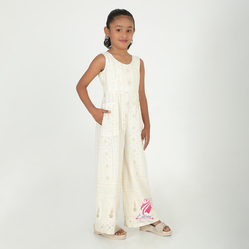 White embroidered Jmpsuit