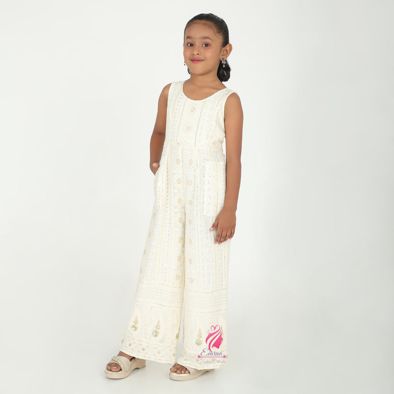 White embroidered Jmpsuit