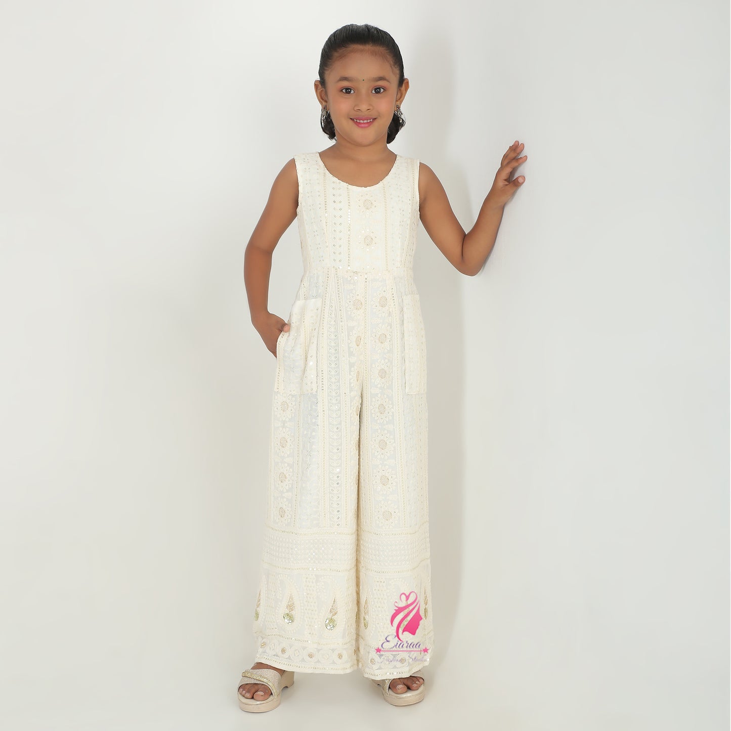 White embroidered Jmpsuit - EIARAA STUDIO