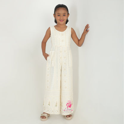 White embroidered Jmpsuit - EIARAA STUDIO