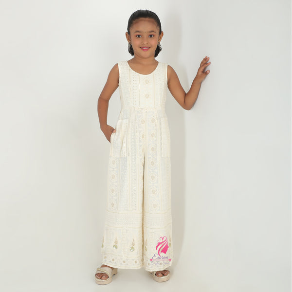 White embroidered Jmpsuit