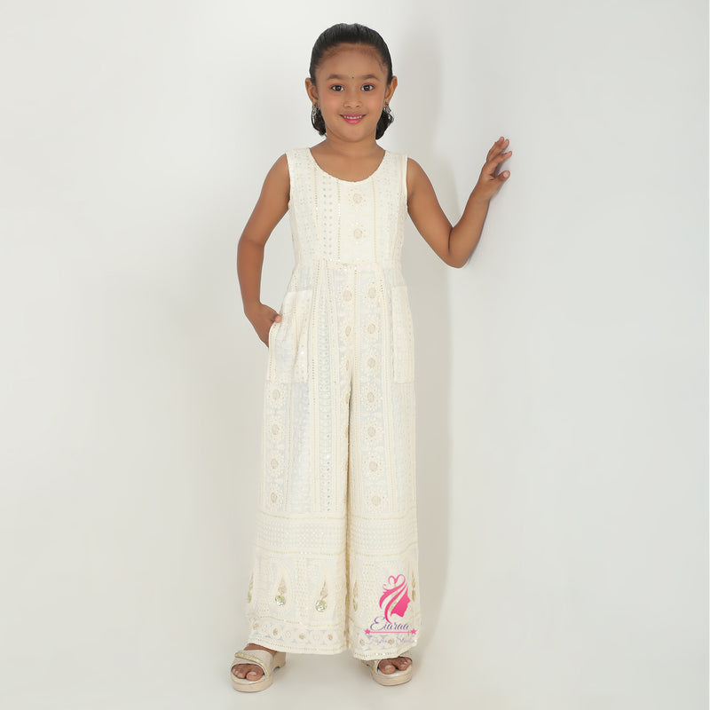 White embroidered Jmpsuit