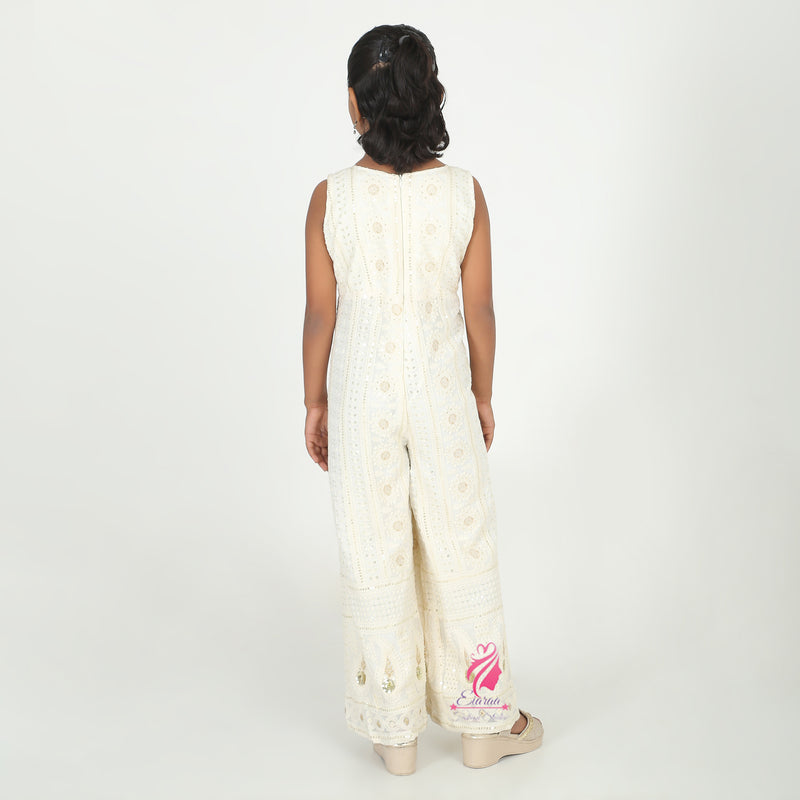 White embroidered Jmpsuit