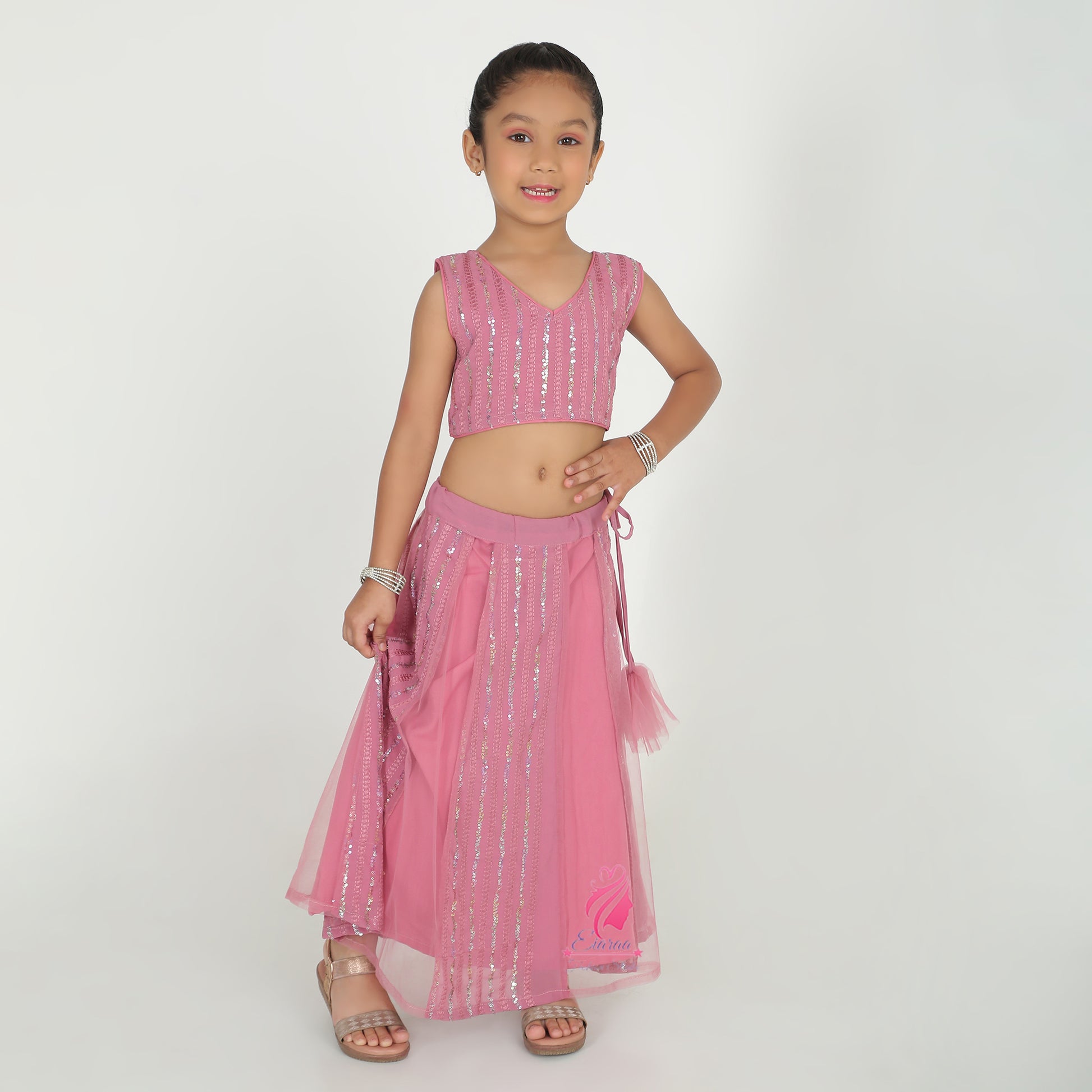 PInk sequin Lehenga set - EIARAA STUDIO