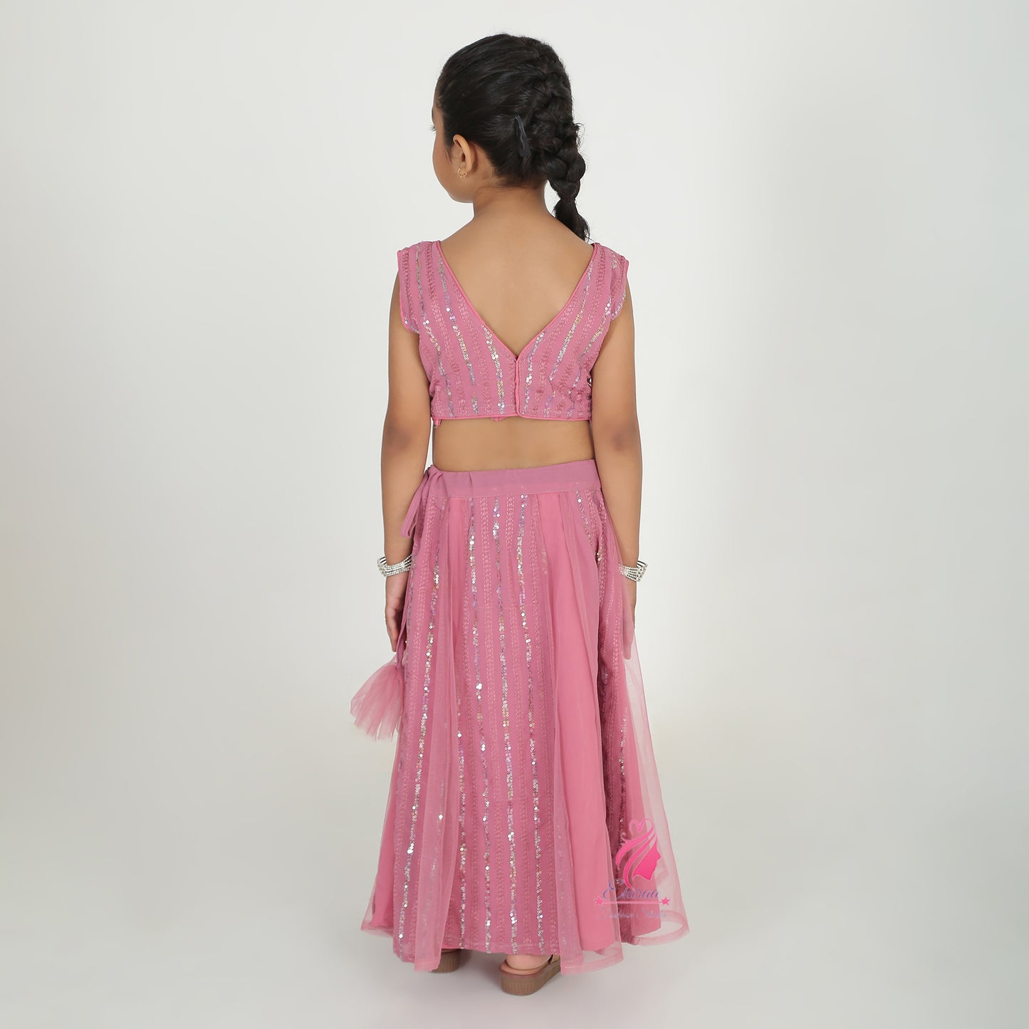 PInk sequin Lehenga set - EIARAA STUDIO