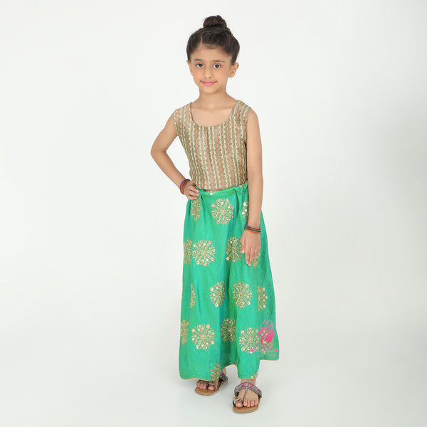 Gold and green Lehenga set