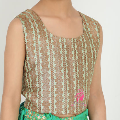 Gold and green Lehenga set - EIARAA STUDIO
