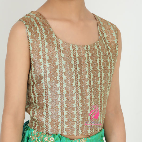 Gold and green Lehenga set