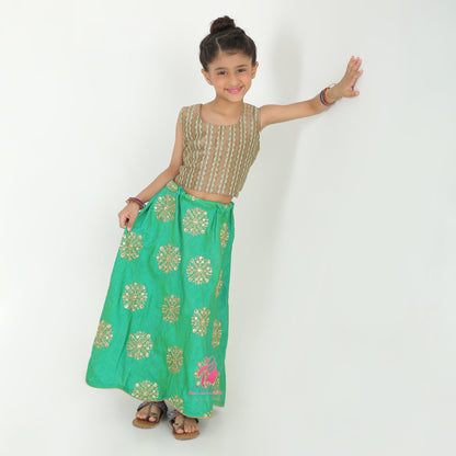 Gold and green Lehenga set - EIARAA STUDIO