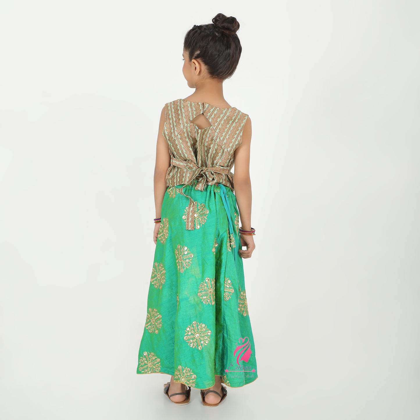 Gold and green Lehenga set - EIARAA STUDIO