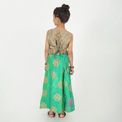 Gold and green Lehenga set - EIARAA STUDIO
