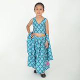 Blue bandhini Lehenga set
