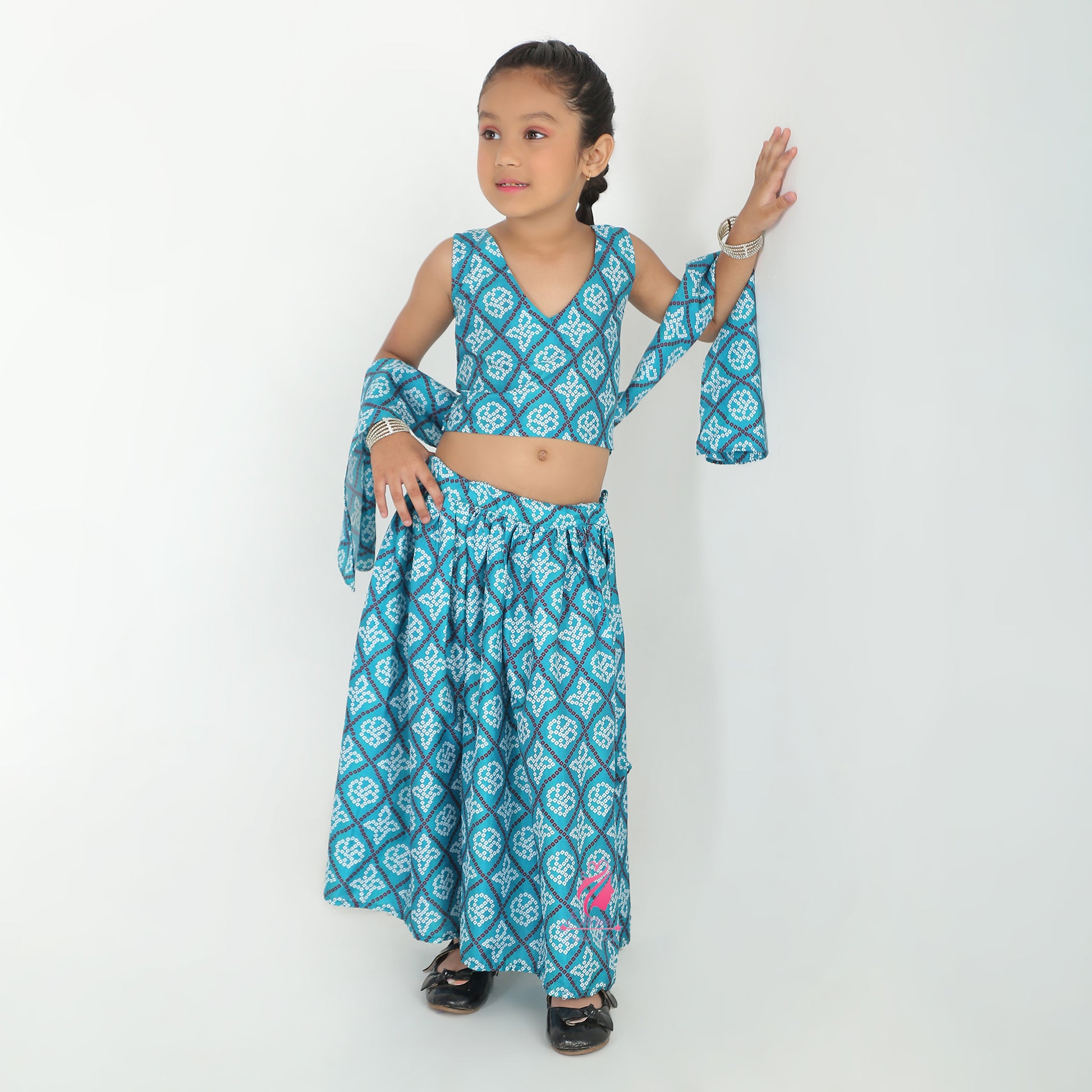 Blue bandhini Lehenga set - EIARAA STUDIO