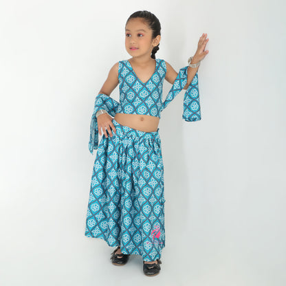 Blue bandhini Lehenga set - EIARAA STUDIO
