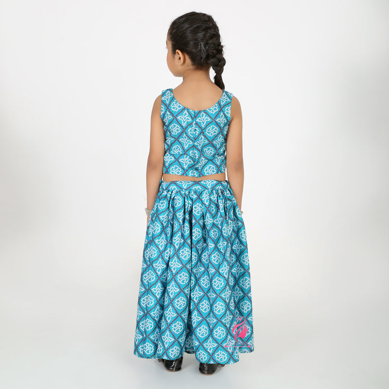 Blue bandhini Lehenga set