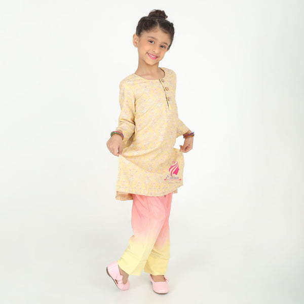 Yellow embroidered suit