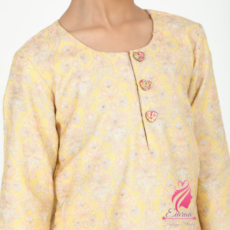 Yellow embroidered suit
