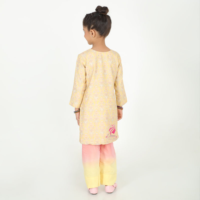 Yellow embroidered suit