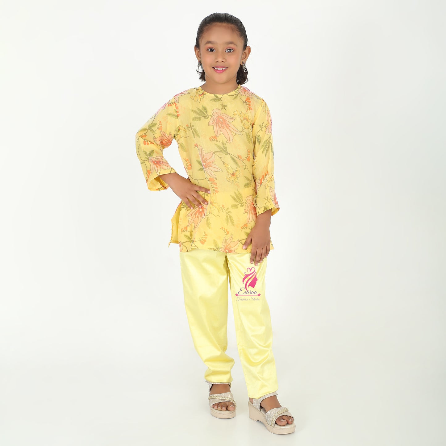 Yellow printed organza suit - EIARAA STUDIO