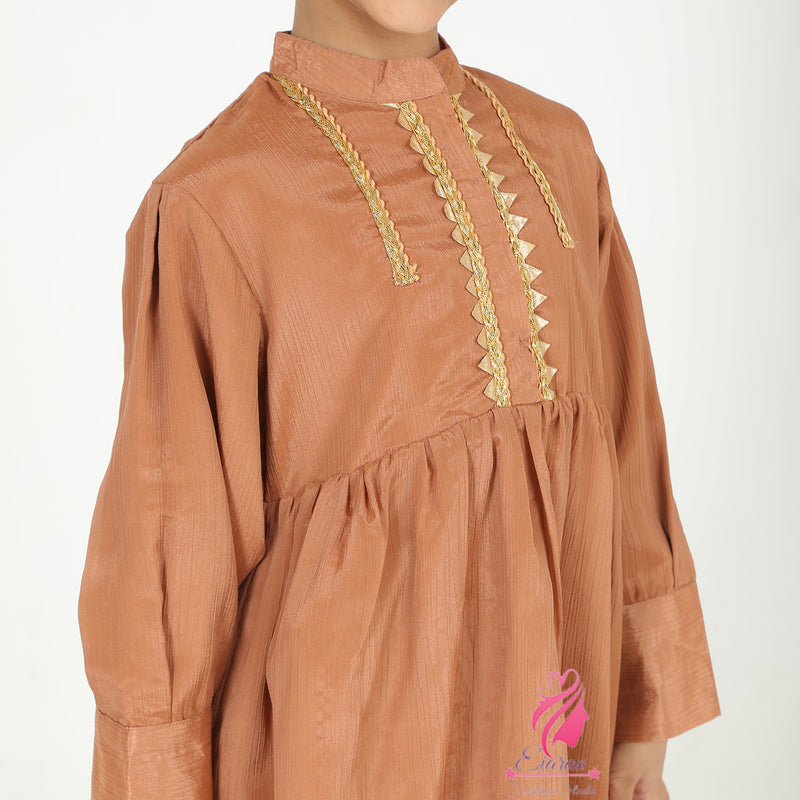 Brown pocket embroidery coord set