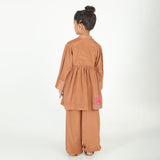 Brown pocket embroidery coord set