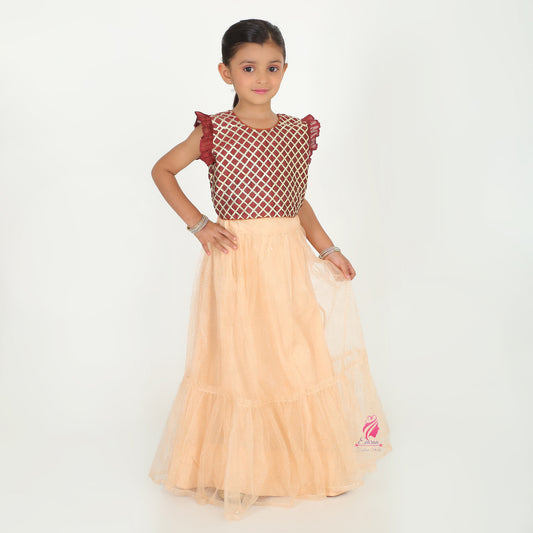 Maroon Peach Lehenga set - EIARAA STUDIO