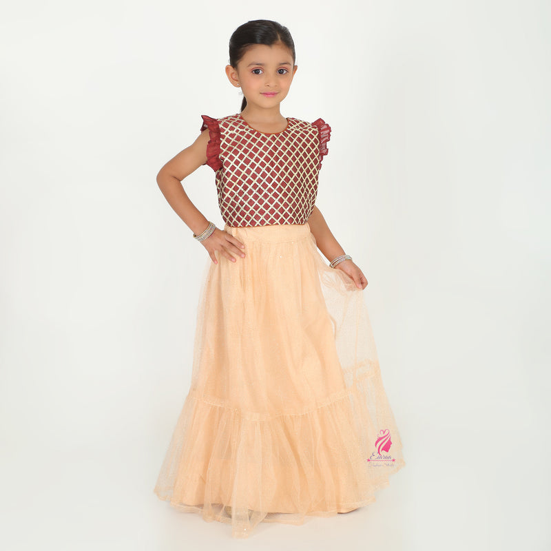 Maroon Peach Lehenga set