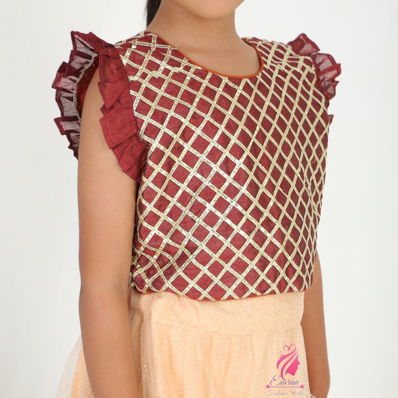 Maroon Peach Lehenga set