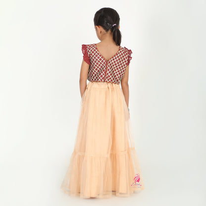Maroon Peach Lehenga set - EIARAA STUDIO