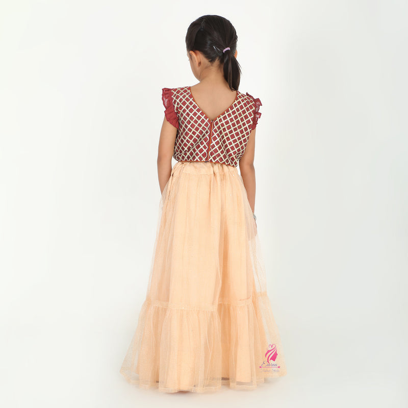 Maroon Peach Lehenga set
