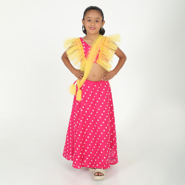 Pink and Yellow Lehenga Set