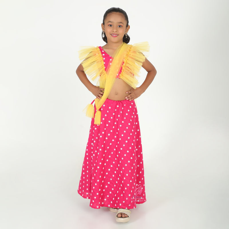 Pink and Yellow Lehenga Set