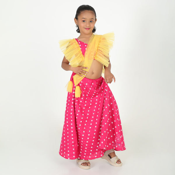 Pink and Yellow Lehenga Set