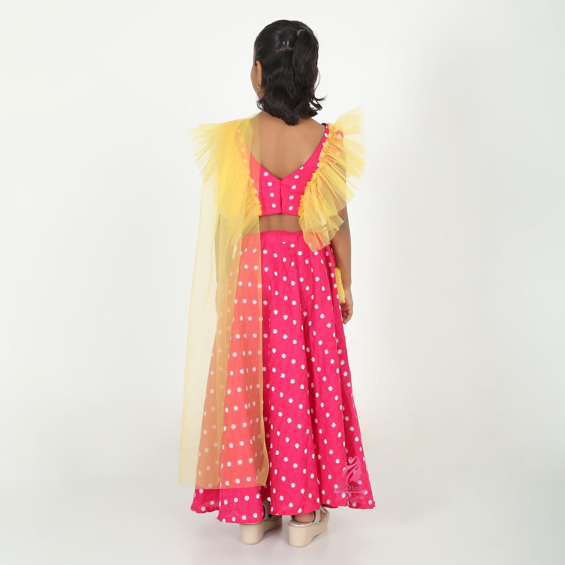 Pink and Yellow Lehenga Set - EIARAA STUDIO